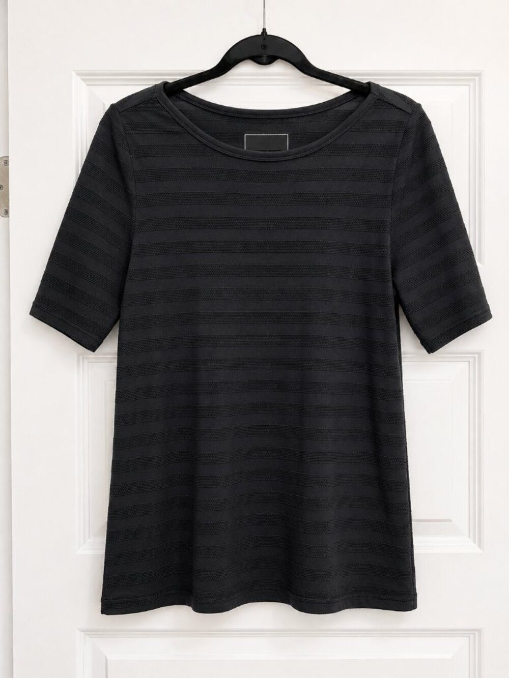 Charter Club Black Textured Pima Cotton Top – Size L